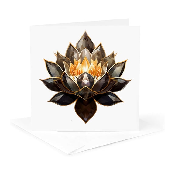 3drose, Elegant Image of Crystal Lotus Flower Illustration, 1 Greeting Card with Envelope