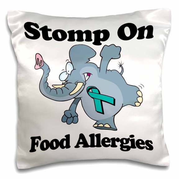 3drose, Elephant Stomp on Food Allergies Awareness Ribbon Cause Design, 16x16 inch Pillow Case