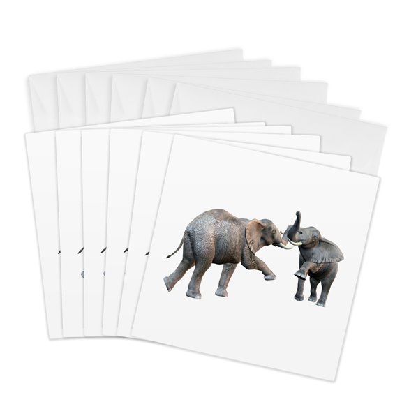 3drose, Elephants Challenge, 6 Greeting Cards with Envelopes
