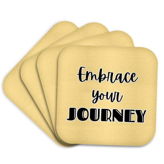 3drose, Embrace Your Journey Typography - Inspirational Growth Quote Design, Set of 4 Coasters - Soft