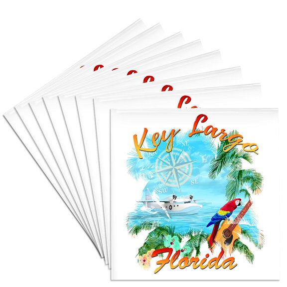 3drose, Enjoy Island Music and the Beautiful Oceans Around Key Largo Florida., Set of 8 Ceramic Tile Coasters