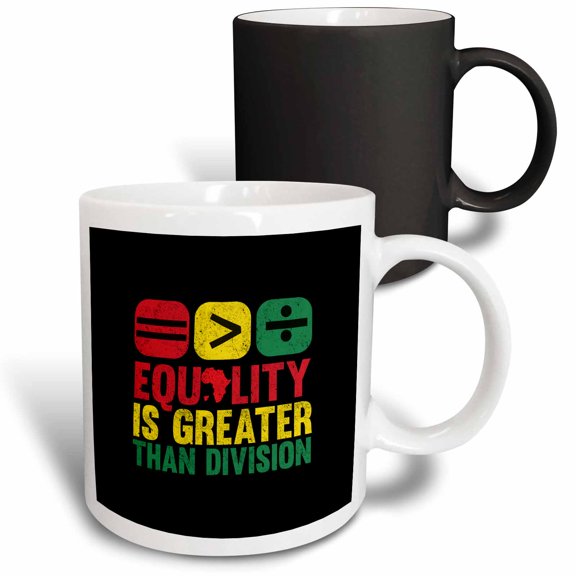 3drose, Equality Is Greater Than Division Red, Green, Yellow Juneteenth Art, 11oz Magic Transforming Mug