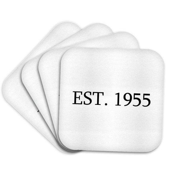 3drose, Est. 1955 - Established in 1955 - Personal Birth Year. Personalized Year You Were Born - Black Text, Set of 4 Coasters - Cork