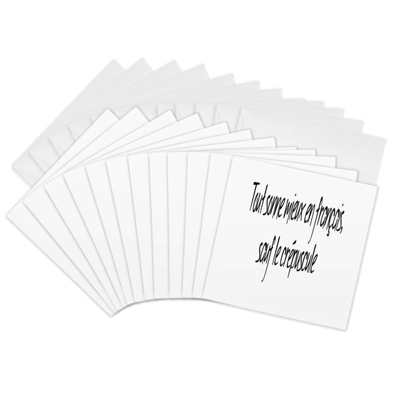 3drose, Everything Sounds Better in French, Except Twilight., 12 Greeting Cards with Envelopes