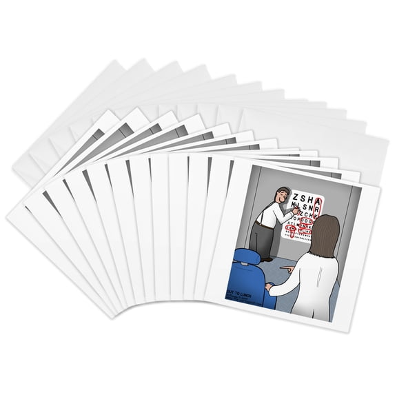 3drose, Eye Chart Word Search - Visit to the Eye Doctor, 12 Greeting Cards with Envelopes