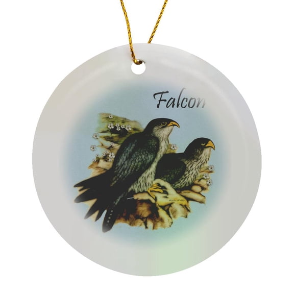 3drose, Falcons - Nesting in the Rocks, Circle Porcelain Ornament