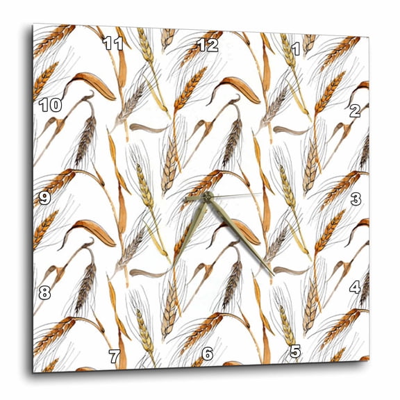 3drose, Fall Stalks of Wheat Pattern, 15x15 Wall Clock