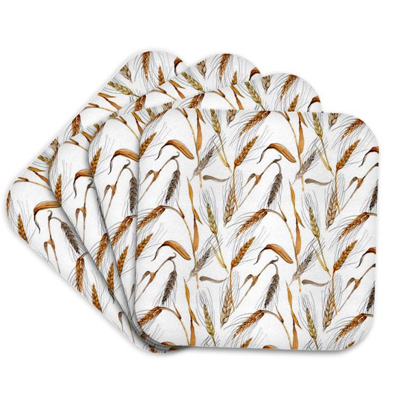 3drose, Fall Stalks of Wheat Pattern, Set of 4 Coasters - Soft
