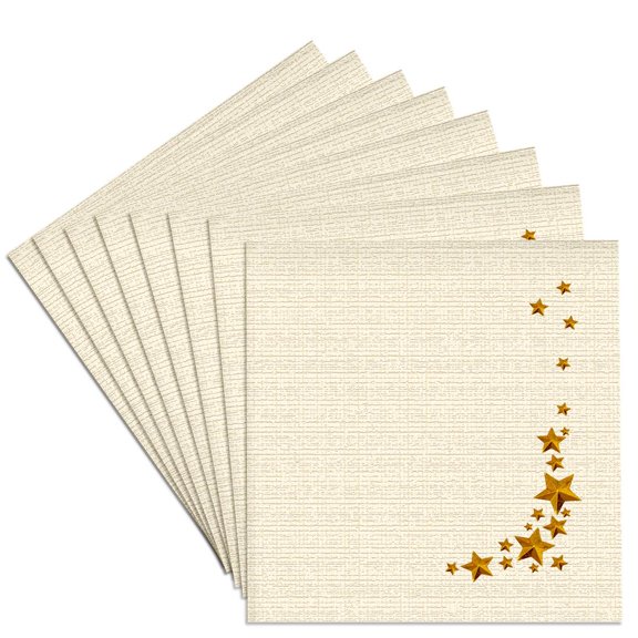 3drose, Falling Stars, Gold on Tan, Set of 8 Ceramic Tile Coasters