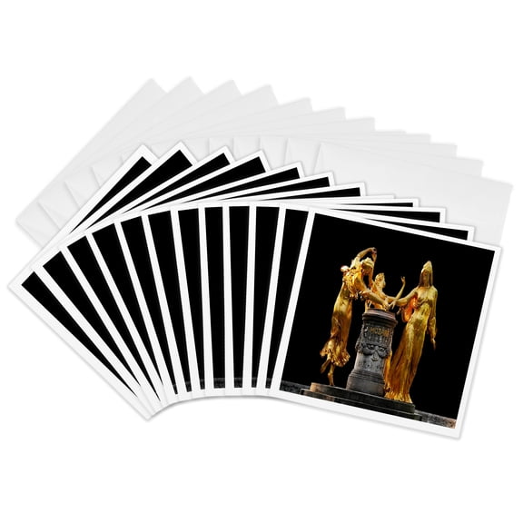 3drose, Famous Mozart Monument Dresden Germany, 12 Greeting Cards with Envelopes