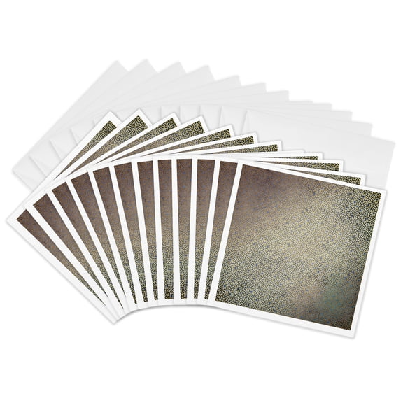 3drose, Fancy Faux Gold and Blue Celtic Circle Diamond Pattern, 12 Greeting Cards with Envelopes