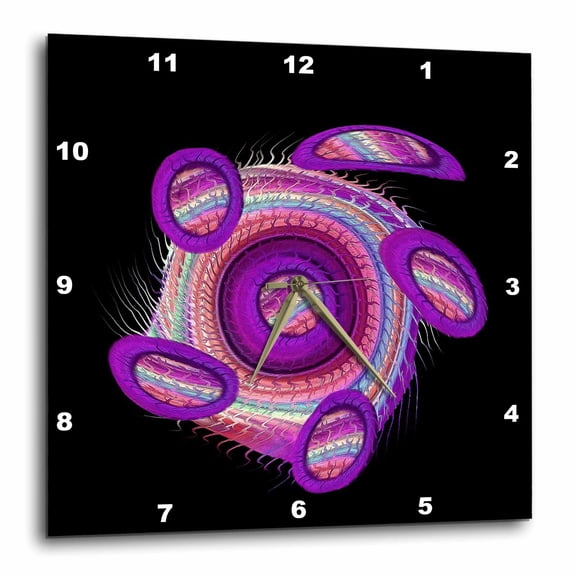 3drose, Fantasy Purple Sci Fi Turtle Floating Through Space on Black Background, 10x10 Wall Clock