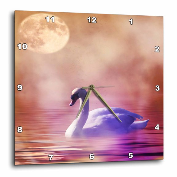 3drose, Fantasy Swan, 10x10 Wall Clock