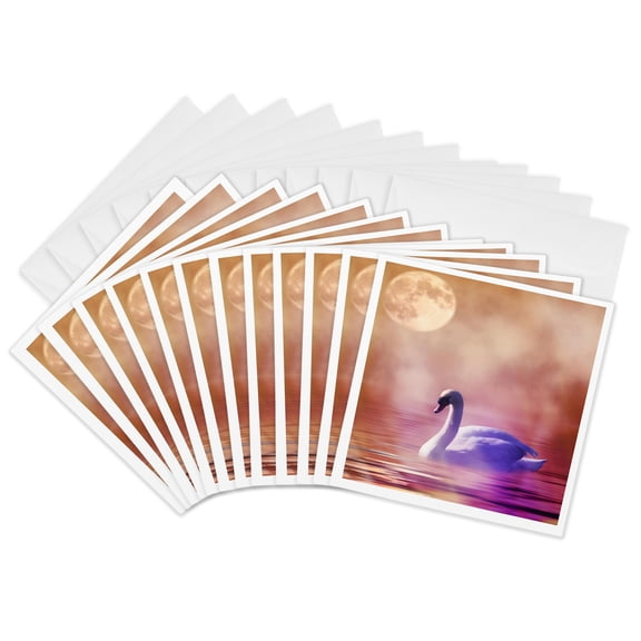 3drose, Fantasy Swan, 12 Greeting Cards with Envelopes