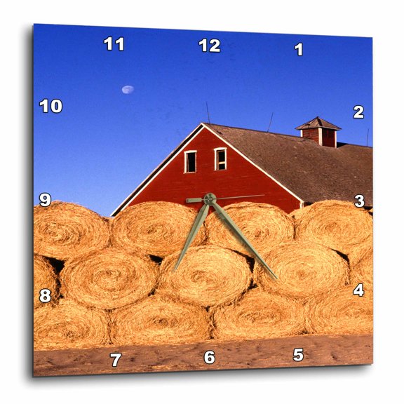3drose, Farm Barn Hay Bales Stacked, 10x10 Wall Clock