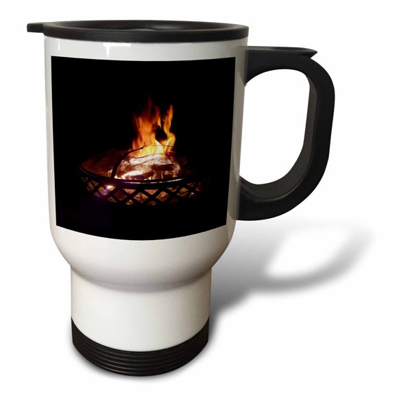 3drose, Fire Pit Flames, 14oz Stainless Steel Travel Mug