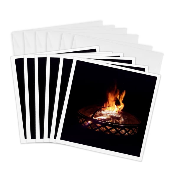 3drose, Fire Pit Flames, 6 Greeting Cards with Envelopes