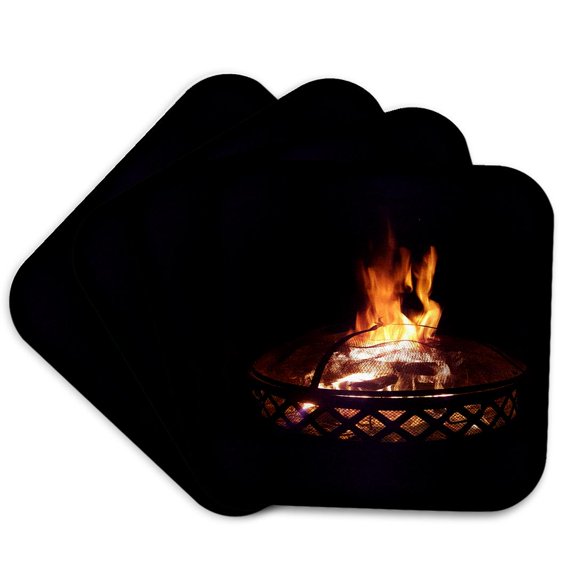 3drose, Fire Pit Flames, Set of 4 Coasters - Soft