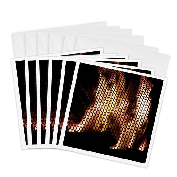 3drose, Firepit Seen Thru a Screen, 6 Greeting Cards with Envelopes