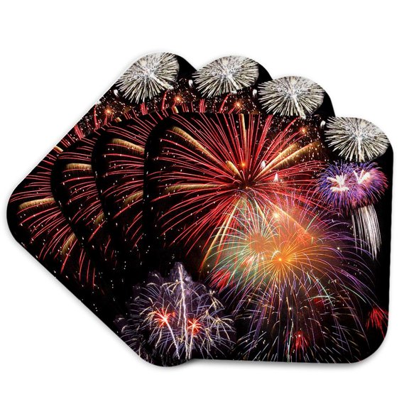3drose, Fireworks Display, Set of 4 Coasters - Cork