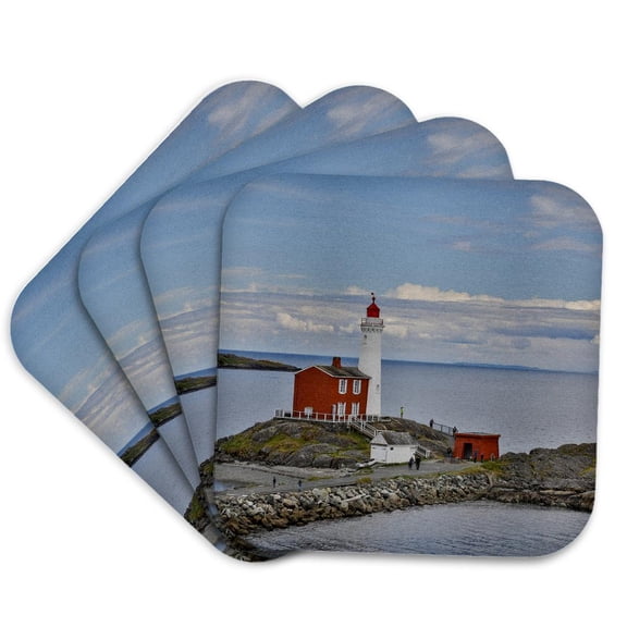3drose, Fisgard Lighthouse, Victoria, British Columbia, Canada, Set of 4 Coasters - Cork