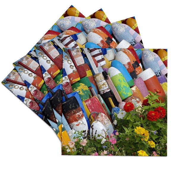 3drose, Fishing Buoys, Rockport, Cape Ann, Massachusetts - Us22 Aje0053 - Adam Jones, Set of 4 Ceramic Tile Coasters