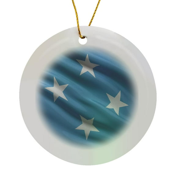 3drose, Flag of Micronesia Waving in the Wind, Circle Porcelain Ornament