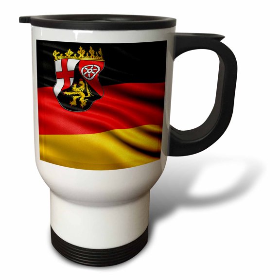 3drose, Flag of Rhineland Palatinate in Germany Waving in the Wind, 14oz Stainless Steel Travel Mug