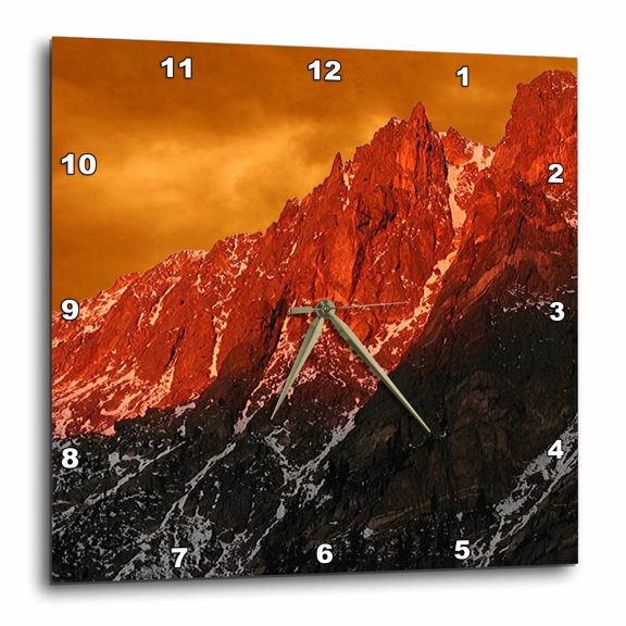 3drose, Flattop Mountain Orange Sky in the Rockies, 10x10 Wall Clock