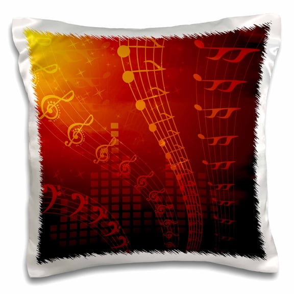 3drose, Floating Musical Notes in Orange, 16x16 inch Pillow Case
