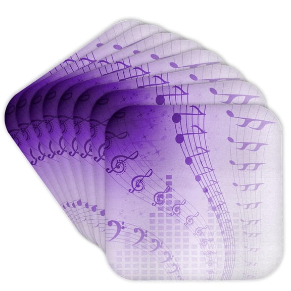 3drose, Floating Musical Notes in Purple, Set of 8 Coasters - Cork