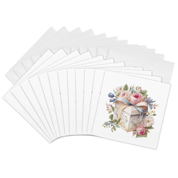 3drose, Floral Wedding Gift Illustration, 12 Greeting Cards with Envelopes