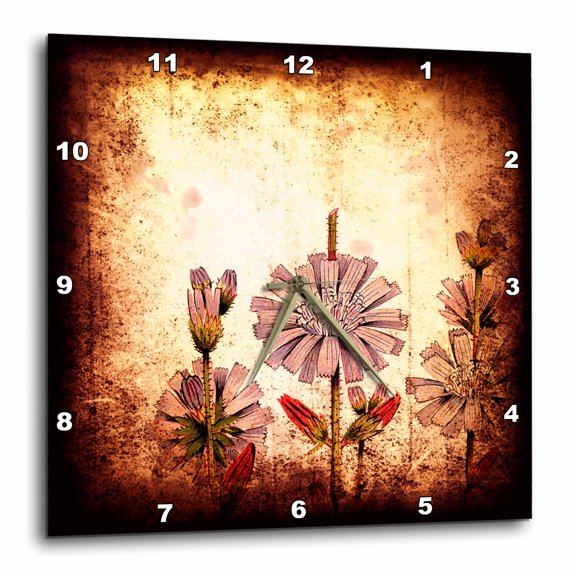 3drose, Florals Grunge 2, 13x13 Wall Clock