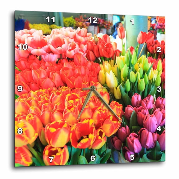 3drose, Flowers for Sale at Pike Place Market in Spring, Seattle, Wa, Usa, 15x15 Wall Clock