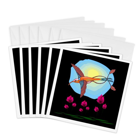 3drose, Flying over the Lotus, 6 Greeting Cards with Envelopes