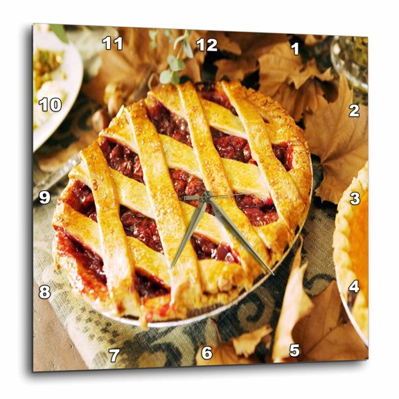 3drose, Food Delicious Pie Baked Dessert, 10x10 Wall Clock