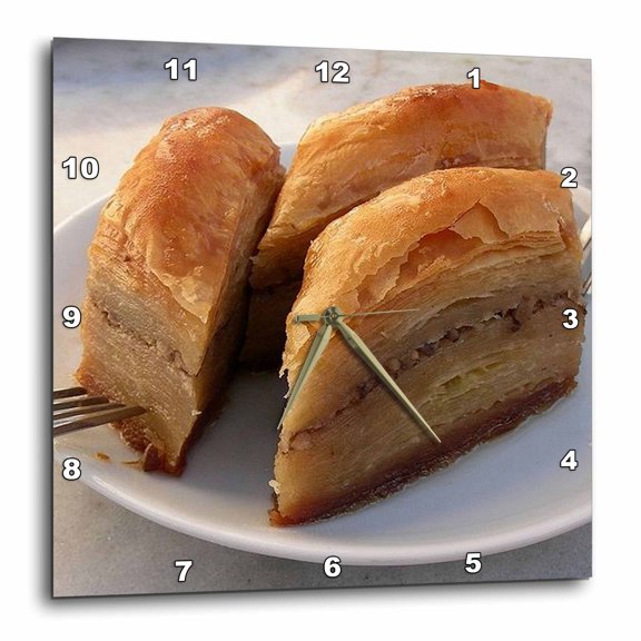 3drose, Food Puddings and Desserts Baklava, 10x10 Wall Clock