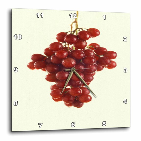 3drose, Food Red Grapes Fresh Grapevine, 10x10 Wall Clock
