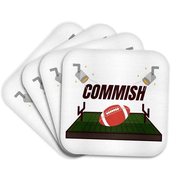 3drose, Football Commish Merch, Set of 4 Coasters - Cork