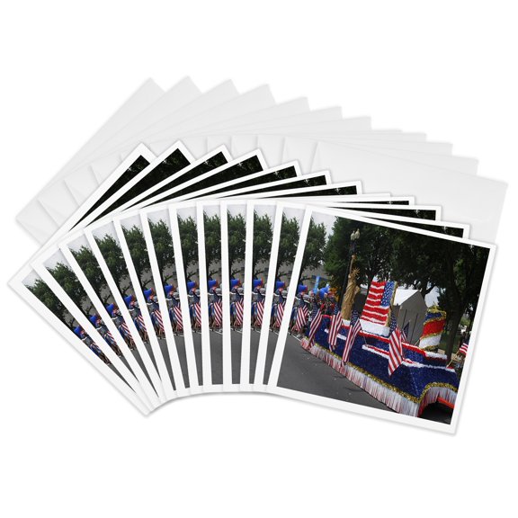 3drose, Fourth of July Float, 12 Greeting Cards with Envelopes