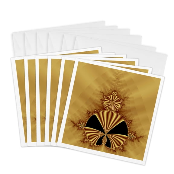 3drose, Fractal Gold Silk, 6 Greeting Cards with Envelopes