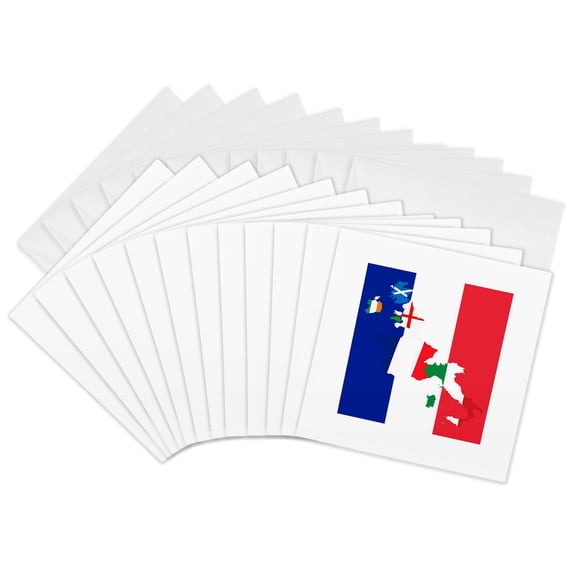 3drose, France Rugby Fan Drapeau Francais Flag Design, 12 Greeting Cards with Envelopes