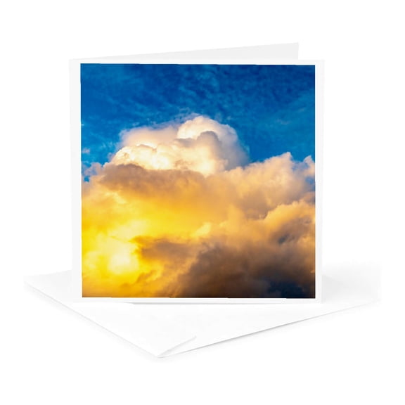 3drose, French Polynesia, Moorea. Clouds over Island at Sunset., 1 Greeting Card with Envelope