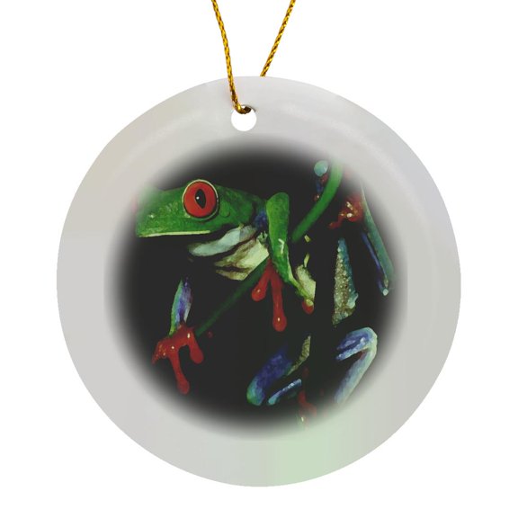 3drose, Frog, Circle Porcelain Ornament