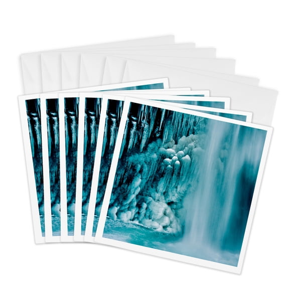 3drose, Frozen Lower Horsetail Falls in Winter, Columbia River Gorge, Oregon, 6 Greeting Cards with Envelopes