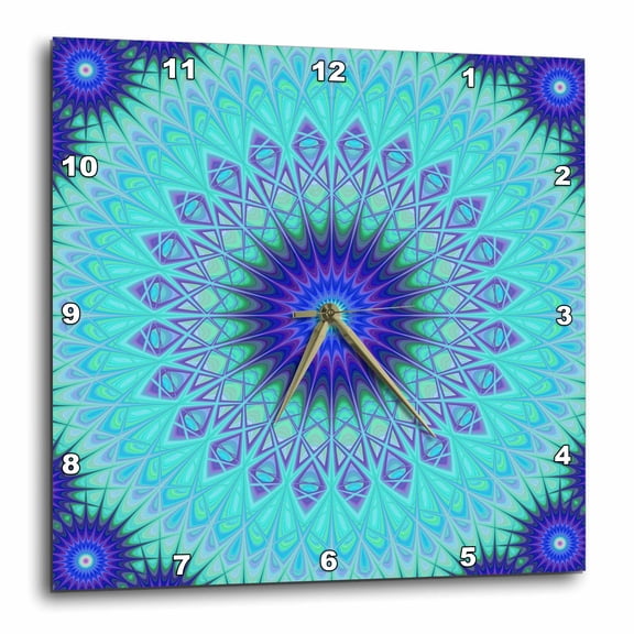 3drose, Frozen Mandala - Blue Abstract Design, 15x15 Wall Clock