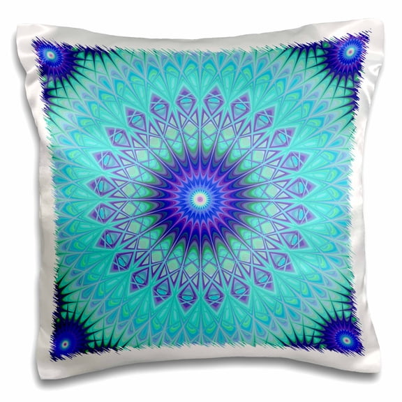 3drose, Frozen Mandala - Blue Abstract Design, 16x16 inch Pillow Case