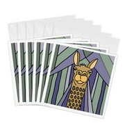 3drose, Fun Artistic Colorful Llama with Pattern Abstract Art, 6 Greeting Cards with Envelopes