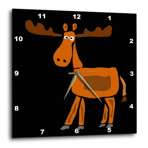 3drose, Fun Moose Primitive Art, 15x15 Wall Clock