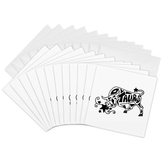 3drose, Fun Zodiac Taurus Bull Astrological Sign Art, 12 Greeting Cards with Envelopes